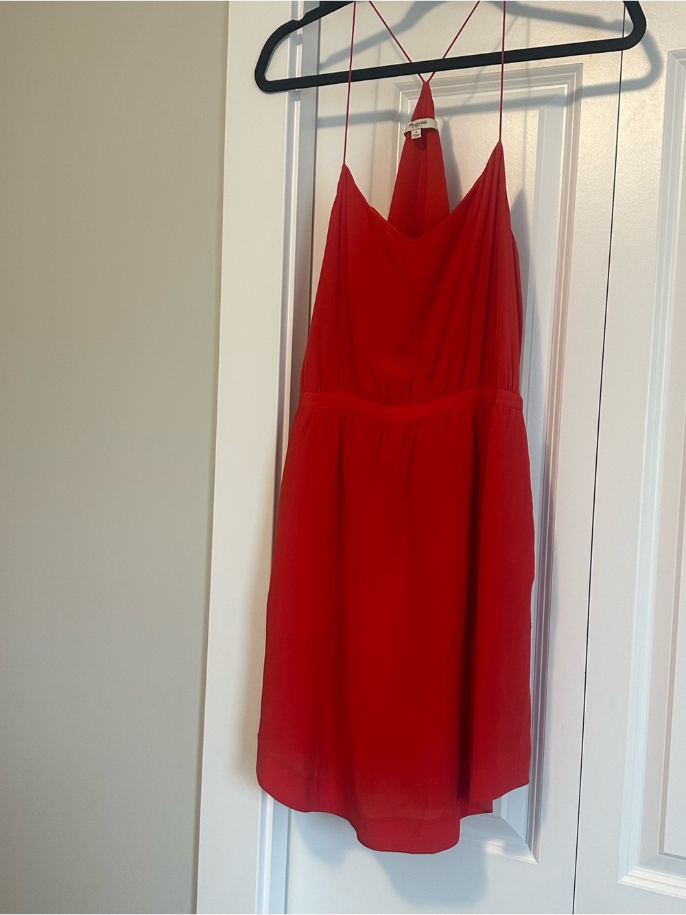 Madewell Red V-Neck Spaghetti-Strap Mini Dress